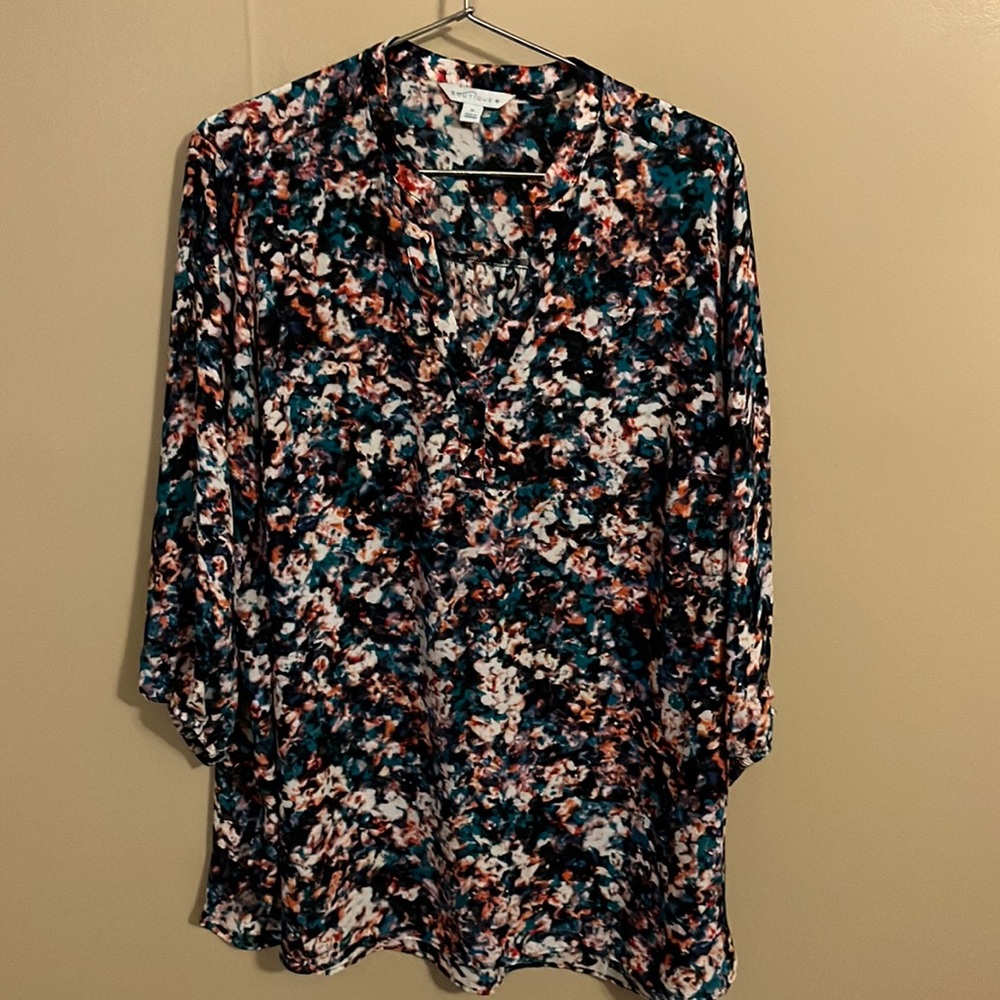 Abstract print tunic length blouse